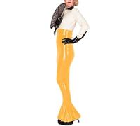 Falda De PVC Faldas De Cintura Alta Falda Ajustada De Cuero De Látex Ropa De Fiesta Para Club Falda Lápiz,Amarillo,METRO