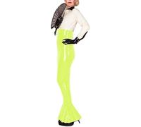 Falda De PVC Faldas De Cintura Alta Falda Ajustada De Cuero De Látex Ropa De Fiesta Para Club Falda Lápiz,Verde Fluorescente,SG