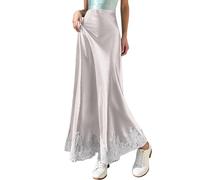 Falda de satén genérica para mujer de media longitud trapecio de color sólido falda sedosa de cola de pescado para noche de negocios, vestido de cóctel vestido de ceremonia para boda, disfraz carnival