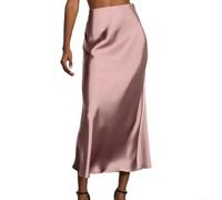 Falda de satén para mujer, cintura alta, seda, color sólido, talla grande, acampanada, para falda midi con cremallera, faldas de cola de pez para fiesta de trabajo, falda de sirena de cintura alta