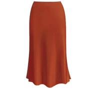 Falda De Satén para Mujer Elegant Faux Silk Satin Skirts For Women High Waist A-Line Office Lady Solid Color Glossy Finish Fishtail Skirt para Mujeres(Orange Color,S)