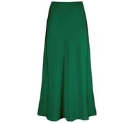 Falda De Satén para Mujer Elegant Faux Silk Satin Skirts For Women High Waist A-Line Office Lady Solid Color Glossy Finish Fishtail Skirt para Mujeres(Ink Green,M)