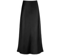 Falda De Satén para Mujer Elegant Faux Silk Satin Skirts For Women High Waist A-Line Office Lady Solid Color Glossy Finish Fishtail Skirt para Mujeres(Black,L)