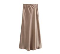 Falda De Satén para Mujer Women's Style Fashion Silk Satin Texture High Waist Skirt Street Elegant Mid-Length para Mujeres(Khaki,M)