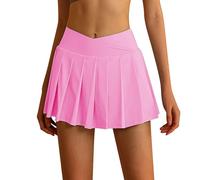 Falda de tenis para mujer de cintura alta, falda Plissee para mujer, color sólido, antiexposición, verano, informal, con bolsillos cortos atléticos, suaves y ligeros para el golf, deportes al aire