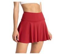 Falda de tenis para mujer, falda deportiva de golf con pantalones cortos, para fitness, golf, cintura alta, transpirable, para danza, yoga, Rojo vino, M
