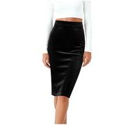 Falda de terciopelo para mujer, elegante, casual, delgada, de terciopelo, con cremallera y abertura en la espalda, textura aterciopelada suave, faldas ajustadas, elegantes para mujer, oficina, trabajo