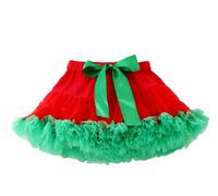 Falda de Tul con Capas para niñas, Minifalda de Tul abullonada, Estilo Princesa para Ballet Baile Fiestas Uso Diario,Red Green,L