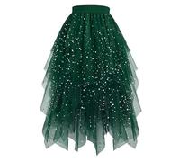 Falda de tul larga para mujer, irregular, suave, asimétrica, disfraz de hadas, malla hinchada, para carnaval, enagua elástica, tallas grandes, falda plisada, longitud hasta la rodilla, elegante falda