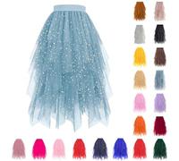 Falda de tul para mujer, disfraz de carnaval midi falda de tutú midi falda alta baja de capas irregular varias capas en A falda de lentejuelas falda de lentejuelas enagua danza vestido fiesta