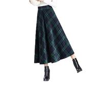 Falda de tul para mujer, falda 67, falda de lana a cuadros, cintura elástica, plisada, tartán, faldas largas, verde, XL