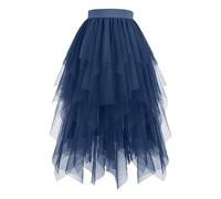 Falda de tul para mujer, falda larga hinchada, falda acampanada, de tul, irregular, con elástico, tallas grandes, cintura alta, disfraz de hadas de carnaval, XL