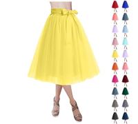 Falda de tul para mujer, falda media, disfraz de carnaval, elegante falda de baile, cintura elástica, tul retro, ballet, rockabilly, enaguas multicapa, vestido de baile, vestido de gala, falda tutú