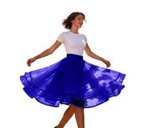 Falda de tul para mujer, multicapa, falda de malla, enagua de ballet, enagua elástica, cintura alta, línea A, falda de tul, disfraz de carnaval, falda de baile, falda de fiesta, falda de tutú, O azul