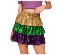 Falda de tul para mujer, para adolescentes y adultos, clásica, elástica, 3 capas, cinturón de malla de 3 colores con tela interior para fiestas de disfraces, bailes, mujeres y adolescentes, dorado, L