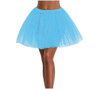 Falda de tul para mujer, tutú, clásica, elástica, 3 capas, falda de tul, falda de tul, falda de tutú, para adultos, clásica, elástica, de 3 capas, para vestir, fiesta, ballet, bailar, A azul claro.,