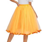 Falda de tul para mujer, vestido corto de ballet, vestido de baile, vestido de mujer, falda de carnaval, color negro, falda de tul, para adultos, color marrón, naranja, L