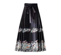 Falda de tul rosa para mujer con purpurina Ms Huai Song Making Horse Faces-Rock muestra delgada, faldas plisadas de satén liso con cintura alta, Negro , M