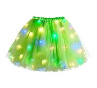 Falda de tul verde para mujer, corta, verde, turquesa, verde, verde, disfraz de Campanilla, disfraz de hadas, lentejuelas neón, tutú, minifalda para carnaval, cosplay de los años 50