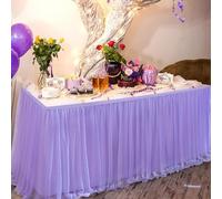 Falda de Tulle para Mesas Rectangulares o Redondas - Decoración para Boda, Baby Shower, Cumpleaños, Fiesta, Tela de Tulle con Volantes(Purple,14FT(29.5x167in/75x426cm))