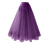 Falda de Tutú para Mujer Elegante Tutu Cintura Elástica Midi Falda A-Line Disfraz de Ballet Color Sólido Tutú Skirt Retro 80s para Carnival Bodas Halloween Rock Party Festival (02-Purple, S)