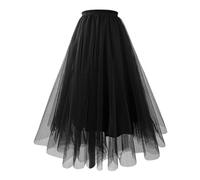 Falda de Tutú para Mujer Elegante Tutu Cintura Elástica Midi Falda A-Line Disfraz de Ballet Color Sólido Tutú Skirt Retro 80s para Carnival Bodas Halloween Rock Party Festival (01-Black, M)