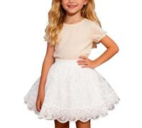 Falda de tutu para niña con volantes de encaje y cinturón satinado, perfecta para ballet y fiestas, atuendo elegante para tornear, blanco, 11-12 Años