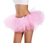 Falda de tutú Phantomon para mujer, clásica, elástica, de 5 capas, falda de ballet, estilo vintage de los años 50, falda corta, tamaño adulto - Rosa - Talla Única