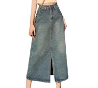 Falda de verano para mujer hasta la rodilla en elegante tono vintage, ideal para citas de compras o eventos al aire libre esta temporada con amigos (XS azul)