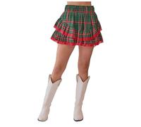 Falda de verano para mujer, minifalda de encaje floral con dobladillo de volantes para mujer, vacaciones en la playa, ropa de club, falda estilo urbano, blanco y negro, verde, M