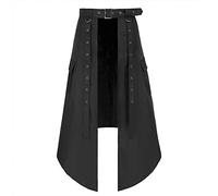 Falda de vestido gótico asimétrico punk hombre Kilt escocés Kilt escocés para hombre Faldas ropa escocesa de cuero Faldas Punk Vintage con bolsillos contrastantes Faldas plisadas escocesas medievales
