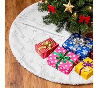 Falda del Árbol de Navidad 122cm, Alfombra de Felpa con Lentejuelas de Copo de Nieve para Decoración, Fiestas de Navidad, Año Nuevo y Otras Ocasiones Festivas