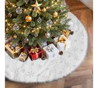 Falda del Árbol de Navidad 90cm, Alfombra de Felpa con Lentejuelas de Copo de Nieve para Decoración, Fiestas de Navidad y Año Nuevo