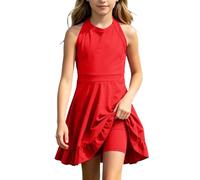 Falda Deportiva Informal de Color Liso con Tirantes para niñas, Ideal para Jugar y Bailar a Diario, Cintura elástica, Falda pantalón, Tejido Transpirable, Tallas 4-12.
