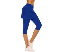 Falda deportiva para mujer con pantalones hasta la rodilla, leggings deportivos con falda de tenis, fitness, entrenamiento, escort 2 en 1, mallas deportivas opacas, pantalones de yoga 3/4, pantalones