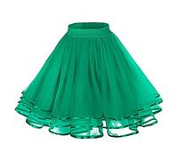 Falda elástica una línea mini patinador oportunidad para las mujeres falda versátil relleno, verde, talla única