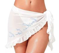 Falda envolvente con lazo lateral, cubierta de natación transparente con detalles bordados, capa ligera junto a la piscina, pareo de playa, capa de centro turístico de natación, panel bordado, traje