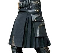 Falda Escocesa de Moda para Hombres Falda Escocesa Tradicional para Hombres nuevos Falda clásica Retro para Hombre Falda Plisada de Escocia Medieval XL Negro (s