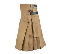 Falda escocesa para hombre, clásica, vintage, a cuadros, punk, a cuadros, a cuadros, clásica, con bolsillos en contraste, estilo escocés, falda de tartán gótico, caqui, M