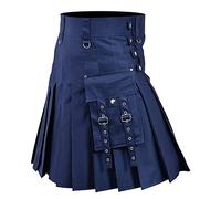 Falda escocesa para hombre corta individualidad Kiltpunk fiesta medieval falda falda plisada clásica tradicional escocesa falda escocesa gótica moda vintage falda escocesa, O Navy, XXXXL