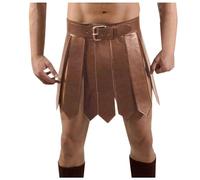 Falda escocesa para hombre, estilo medieval, romano, de gladiador, piel sintética, cinturón de cintura, falda de piel con hebillas, armadura vikinga, cosplay, disfraz, amarillo, Talla única