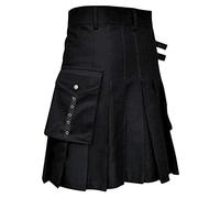 Falda escocesa para hombre, estilo vintage, escocesa, gótica, falda pirata, falda escocesa, falda plisada, ropa de club, steampunk, hasta la rodilla, con hebilla y correas, vestido de fiesta de
