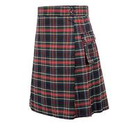 Falda escocesa para hombre Falda clásica a cuadros con bolsillos falda escocesa corta escocesa clásica con bolsillos en contraste Estilo escocés Individualidad Falda escocesa Vintage, rojo, M