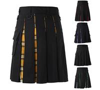 Falda escocesa para hombre, falda plisada para hombre, ajuste holgado, a cuadros, faldas casuales de moda, punk, hip hop, pantalones elegantes a cuadros, faldas escocesas, faldas góticas tradicionales