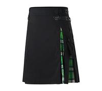 Falda escocesa para hombre Vintage Kilt Gothic Punk Moda Faldas de Bolsillo Ropa Escocesa Falda plisada a cuadros Nueva Individualidad Vintage Falda de hombre Falda escocesa para hombres, verde, 3XL