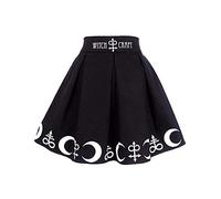 Falda Fiesta Mujer - Minifalda Plisada con Símbolos De Hechizos Mágicos De Brujería Gótica Punk para Mujer (Black M)