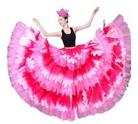 Falda Flamenca for Mujer, 360-720, Lisa, con Vuelo Grande, Costuras de Encaje, for Carnaval, Fiesta, Baile salón, Disfraces Danza del Vientre(Color3,540Degree)
