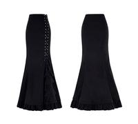 Falda Flamenca Mujer, Falda Cola De Sirena Mujer Estilo Victoriano con Volantes De Encaje Slim Elegante Falda Color Sólido Casual Moda Cómodo Faldas Ideal para Halloween O Bodas Góticas