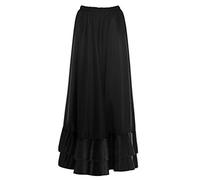 Falda Flamenca Mujer Larga Negra Volante Doble [Tallas Adulto S a XXL]【Talla L】 Ensayo Baile Danza Disfraz