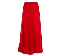 Falda Flamenca Mujer Larga Roja Volante Simple [Tallas Adulto S a XXL]【Talla XXL】 Ensayo Baile Danza Disfraz